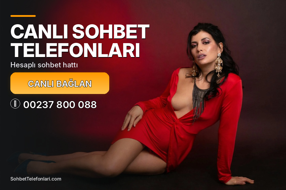 kırmızı elbiseli oturan kadın ve koyu fon üzerinde Canlı Sohbet Telefonları başlığı