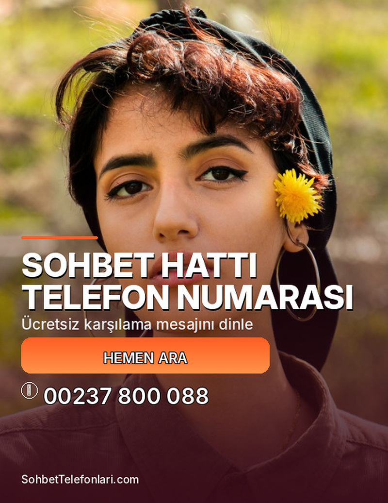 çiçekli saç aksesuarı olan kadın portresi üzerinde Sohbet Hattı Telefon Numarası başlığı