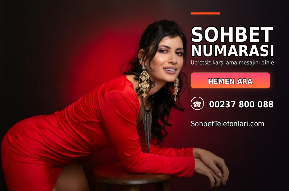 kırmızı elbiseli kadın ve koyu kırmızı fon üzerinde Sohbet Numarası başlığı